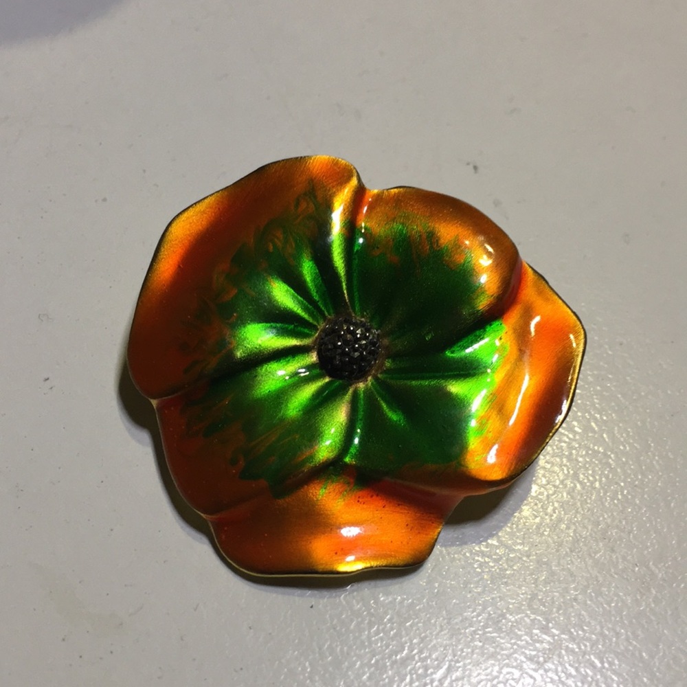 Vintage Judith Jack enameled flower pin pansy